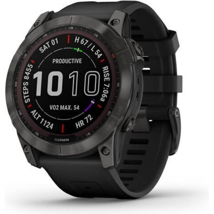 Часы GARMIN FENIX 7 Sapphire Solar титановый черный DLC с черным ремешком 010-02540-35G