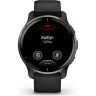 Часы GARMIN VENU 2 PLUS SLATE STAINLESS STEEL BEZEL WITH BLACK CASE AND SILICONE BAND 010-02496-11